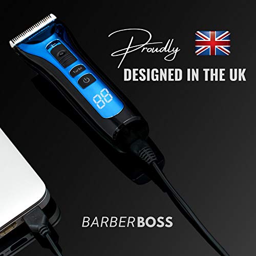 BarberBoss Professional Hair Clippers for Men Kids Family, Waterproof Hair Trimmer Cordless Rechargeable Led Display Three Speed Adjustment Electric Ceramic Blades Hair Clippers Beard Trimmer Cordless