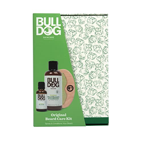 Bulldog Skincare - Original Ultimate Beardcare Kit, Gift Set for Men (x1 Original Beard Shampoo & Conditioner 200ml, x1 Original Beard Oil 30ml, x1 Original Beard Balm 75ml, x1 Beard Comb)