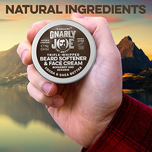 Gnarly Joe Beard Softener and Face Cream, Triple-Whipped Cocoa and Shea Butter, Leave-In Overnight, 75 ml (Geranium Bourbon and Black Pepper, 75 ml)