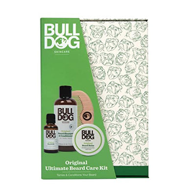 Bulldog Skincare - Original Ultimate Beardcare Kit, Gift Set for Men (x1 Original Beard Shampoo & Conditioner 200ml, x1 Original Beard Oil 30ml, x1 Original Beard Balm 75ml, x1 Beard Comb)