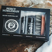 Percy Nobleman Beard Survival Kit, A Beard Grooming Kit Containing, Beard Conditioning Oil, Moustache Wax, Beard Balm and a Miniature Vegan Beard Brush