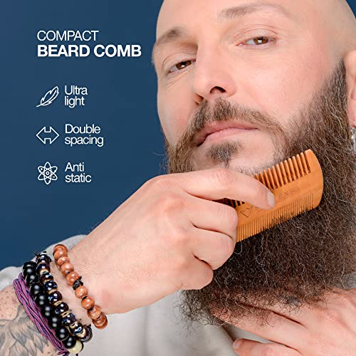 Beard Grooming Kit for Men Sapiens Barbershop - Beard Oil and Beard Balm Organic and 100% Natural - Beard Comb, Beard Brush, Scissors, Travel Pouch - Beard Care Set for Men - Made in France